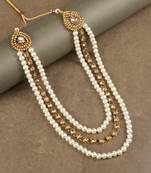   groom sherwani necklace moti mala layered for wedding | groom mala with brooch set