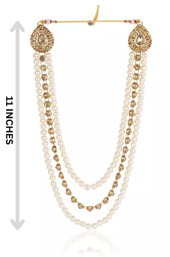   groom sherwani necklace moti mala layered for wedding | groom mala with brooch set