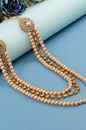   groom sherwani necklace moti mala layered for wedding | groom mala with brooch set
