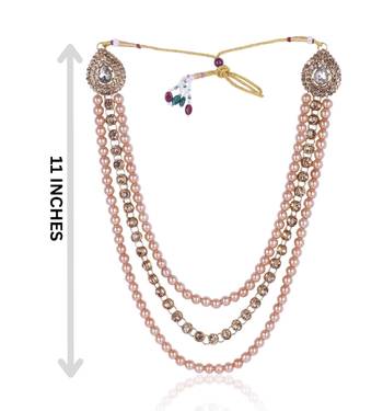   groom sherwani necklace moti mala layered for wedding | groom mala with brooch set 5