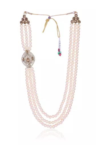   groom sherwani necklace moti mala layered for wedding | groom mala with brooch set