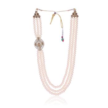   groom sherwani necklace moti mala layered for wedding | groom mala with brooch set 4