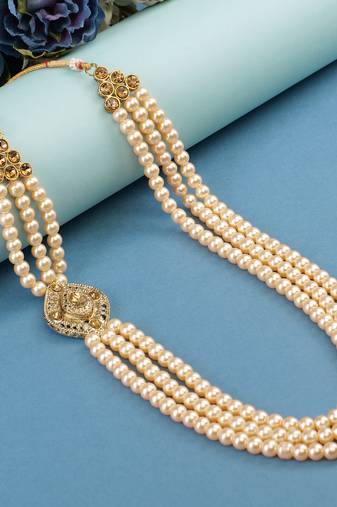   groom sherwani necklace moti mala layered for wedding | groom mala with brooch set