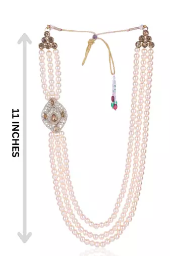   groom sherwani necklace moti mala layered for wedding | groom mala with brooch set