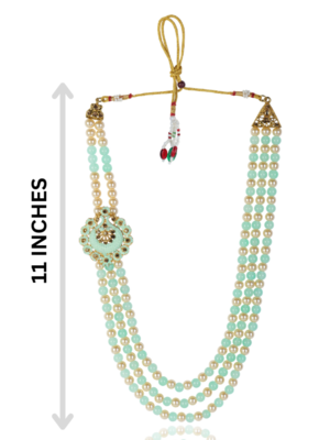   groom sherwani necklace moti mala layered for wedding | groom mala with brooch set 5