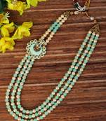   groom sherwani necklace moti mala layered for wedding | groom mala with brooch set
