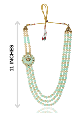   groom sherwani necklace moti mala layered for wedding | groom mala with brooch set 5