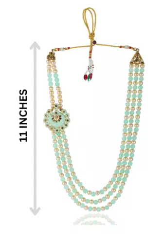   groom sherwani necklace moti mala layered for wedding | groom mala with brooch set