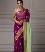 Mauve & Green Bandhani Zari Bandhani Saree