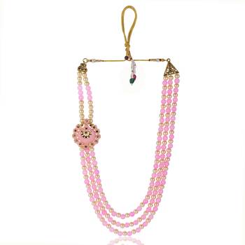   groom sherwani necklace moti mala layered for wedding | groom mala with brooch set 3
