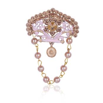   groom sherwani necklace moti mala layered for wedding | groom mala with brooch set 4