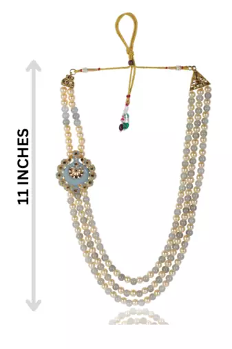   groom sherwani necklace moti mala layered for wedding | groom mala with brooch set