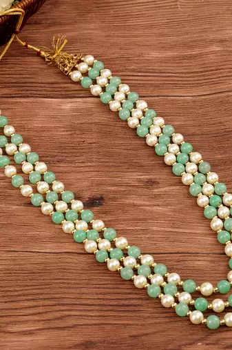   groom sherwani necklace moti mala layered for wedding | groom mala with brooch set