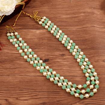   groom sherwani necklace moti mala layered for wedding | groom mala with brooch set 1