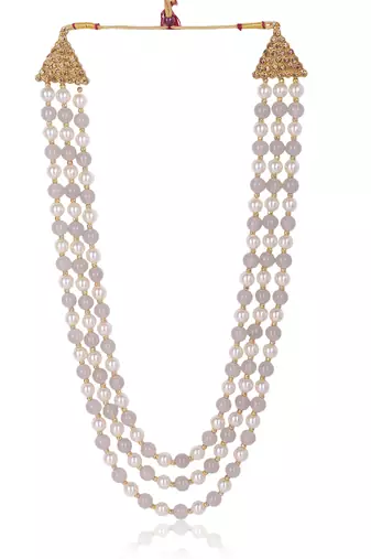   groom sherwani necklace moti mala layered for wedding | groom mala with brooch set