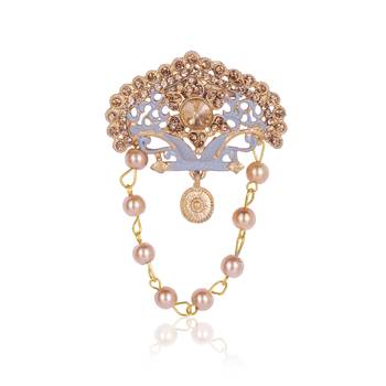   groom sherwani necklace moti mala layered for wedding | groom mala with brooch set 3