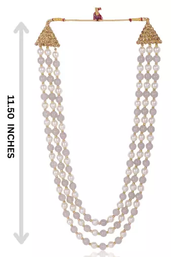   groom sherwani necklace moti mala layered for wedding | groom mala with brooch set