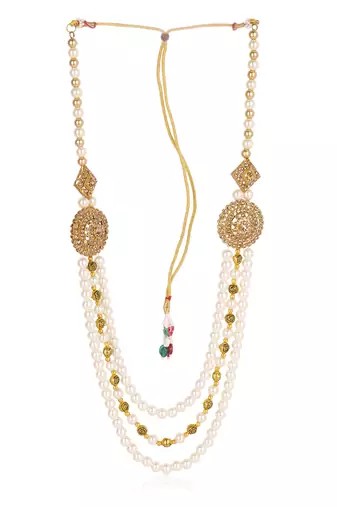   groom sherwani necklace moti mala layered for wedding | groom mala with brooch set