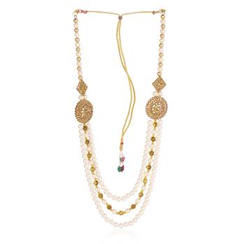   groom sherwani necklace moti mala layered for wedding | groom mala with brooch set 4