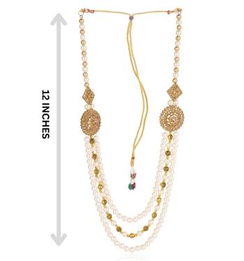   groom sherwani necklace moti mala layered for wedding | groom mala with brooch set 5
