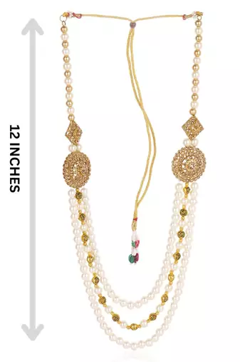   groom sherwani necklace moti mala layered for wedding | groom mala with brooch set