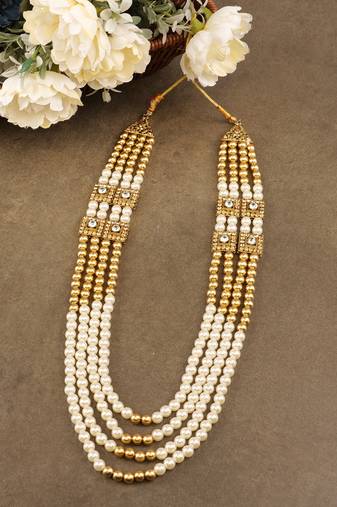   groom sherwani necklace moti mala layered for wedding | groom mala with brooch set