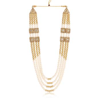   groom sherwani necklace moti mala layered for wedding | groom mala with brooch set 4