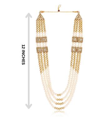   groom sherwani necklace moti mala layered for wedding | groom mala with brooch set 5