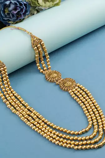   groom sherwani necklace moti mala layered for wedding | groom mala with brooch set