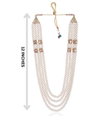   groom sherwani necklace moti mala layered for wedding | groom mala with brooch set 5