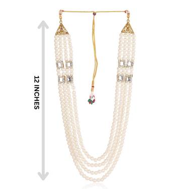   groom sherwani necklace moti mala layered for wedding | groom mala with brooch set 5