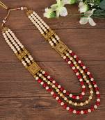   groom sherwani necklace moti mala layered for wedding | groom mala with brooch set