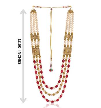   groom sherwani necklace moti mala layered for wedding | groom mala with brooch set 5