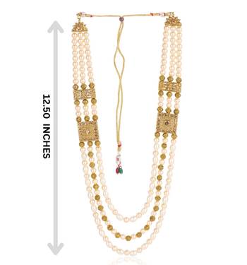   groom sherwani necklace moti mala layered for wedding | groom mala with brooch set 5