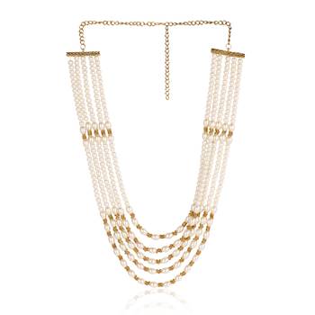   groom sherwani necklace moti mala layered for wedding | groom mala with brooch set 4
