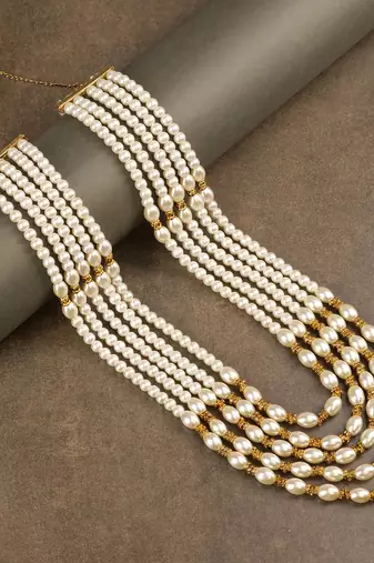   groom sherwani necklace moti mala layered for wedding | groom mala with brooch set