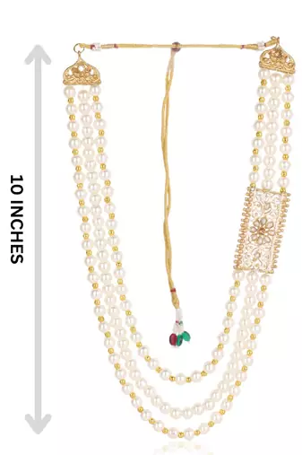   groom sherwani necklace moti mala layered for wedding | groom mala with brooch set