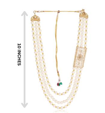  groom sherwani necklace moti mala layered for wedding | groom mala with brooch set 5