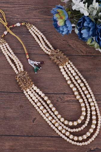   groom sherwani necklace moti mala layered for wedding | groom mala with brooch set