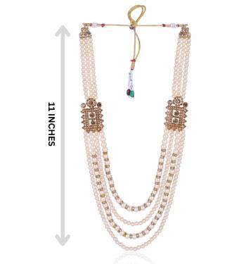   groom sherwani necklace moti mala layered for wedding | groom mala with brooch set 5