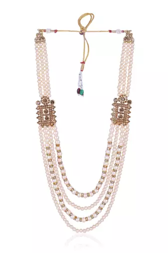   groom sherwani necklace moti mala layered for wedding | groom mala with brooch set
