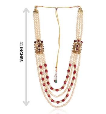   groom sherwani necklace moti mala layered for wedding | groom mala with brooch set 5