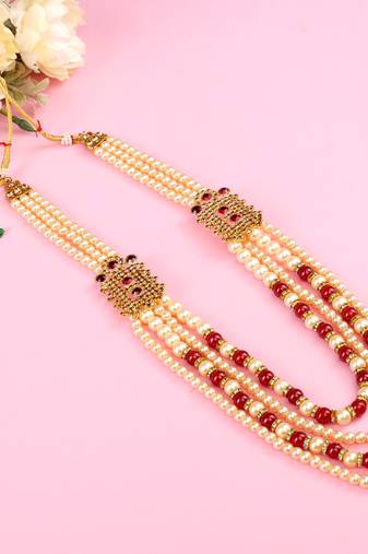   groom sherwani necklace moti mala layered for wedding | groom mala with brooch set