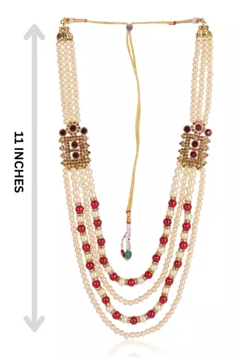   groom sherwani necklace moti mala layered for wedding | groom mala with brooch set