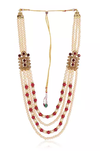   groom sherwani necklace moti mala layered for wedding | groom mala with brooch set