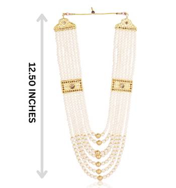   groom sherwani necklace moti mala layered for wedding | groom mala with brooch set 5