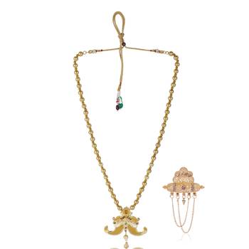   groom sherwani necklace moti mala layered for wedding | groom mala with brooch set 2