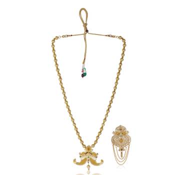   groom sherwani necklace moti mala layered for wedding | groom mala with brooch set 2