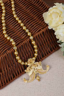   groom sherwani necklace moti mala layered for wedding | groom mala with brooch set 1