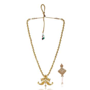   groom sherwani necklace moti mala layered for wedding | groom mala with brooch set 2
